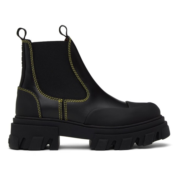 Ganni Shoes - GANNI - BLACK STITCH CLEATED LOW CHELSEA BOOTS - Size 40